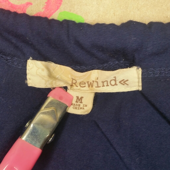 Rewind Navy Blue Floral Print Blouse Tank Size M - Picture 4 of 8